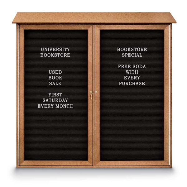 Indoor Enclosed Combo Board, 48"x36", Satin Frame/Green & Buff